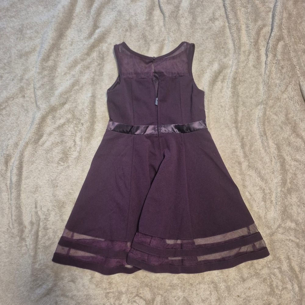 Calvin Klein Girls Plum Purple Mesh Yoke Fit Flare Party Dress Size 10